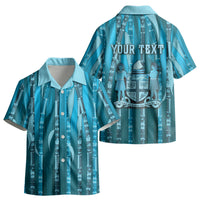 Personalised Fiji Language Week Sugarcane Masi Kid Hawaiian Shirt Blue Tapa Tribal Pattern