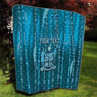 Personalised Fiji Language Week Sugarcane Masi Quilt Blue Tapa Tribal Pattern