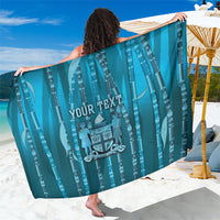 Personalised Fiji Language Week Sugarcane Masi Sarong Blue Tapa Tribal Pattern