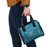 Personalised Fiji Language Week Sugarcane Masi Shoulder Handbag Blue Tapa Tribal Pattern