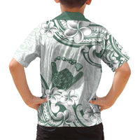 Aloha Hawaii Shaka Family Matching Long Sleeve Bodycon Dress and Hawaiian Shirt Hang Loose Mint Version DT05 - Polynesian Pride