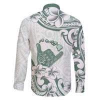 Aloha Hawaii Shaka Family Matching Off The Shoulder Long Sleeve Dress and Hawaiian Shirt Hang Loose Mint Version DT05 - Polynesian Pride
