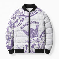 Aloha Hawaii Shaka Bomber Puffer Jacket Hang Loose Purple Version - Polynesian Pride