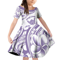Aloha Hawaii Shaka Family Matching Off Shoulder Short Dress and Hawaiian Shirt Hang Loose Purple Version DT05 Daughter's Dress Purple - Polynesian Pride