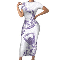 Aloha Hawaii Shaka Family Matching Short Sleeve Bodycon Dress and Hawaiian Shirt Hang Loose Purple Version DT05 Mom's Dress Purple - Polynesian Pride