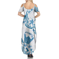 Aloha Hawaii Shaka Family Matching Summer Maxi Dress and Hawaiian Shirt Hang Loose Blue Version - Polynesian Pride