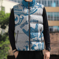 Aloha Hawaii Shaka Sleeveless Puffer Jacket Hang Loose Blue Version - Polynesian Pride