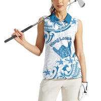 Aloha Hawaii Shaka Women Sleeveless Polo Shirt Hang Loose Blue Version DT05 - Polynesian Pride
