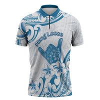 Aloha Hawaii Shaka Zipper Polo Shirt Hang Loose Blue Version - Polynesian Pride