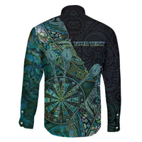 Personalised New Zealand Dart Family Matching Off The Shoulder Long Sleeve Dress and Hawaiian Shirt Maori Fern With Paua Shell DT05 - Polynesian Pride