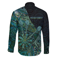 Personalised New Zealand Dart Family Matching Short Sleeve Bodycon Dress and Hawaiian Shirt Maori Fern With Paua Shell DT05 - Polynesian Pride