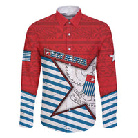 West Papua Morning Star Family Matching Tank Maxi Dress and Hawaiian Shirt One People One Soul DT05 Dad's Shirt - Long Sleeve Red - Polynesian Pride