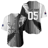 Custom New Zealand Football Baseball Jersey Silver Fern Maori Pattern Monochrome