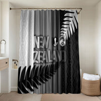 New Zealand Football Bathroom Set Silver Fern Maori Pattern Monochrome