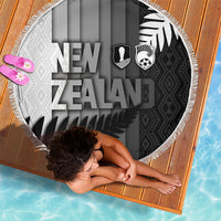 New Zealand Football Beach Blanket Silver Fern Maori Pattern Monochrome