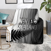 New Zealand Football Blanket Silver Fern Maori Pattern Monochrome