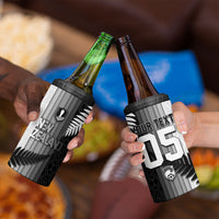 Custom New Zealand Football 4 in 1 Can Cooler Tumbler Silver Fern Maori Pattern Monochrome