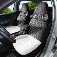 New Zealand Football Car Seat Cover Silver Fern Maori Pattern Monochrome