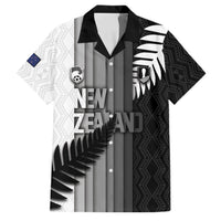 Custom New Zealand Football Family Matching Summer Maxi Dress and Hawaiian Shirt Silver Fern Maori Pattern Monochrome DT05 Dad's Shirt - Short Sleeve White - Polynesian Pride