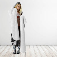 New Zealand Football Hooded Blanket Silver Fern Maori Pattern Monochrome