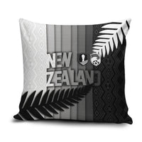 New Zealand Football Pillow Cover Silver Fern Maori Pattern Monochrome
