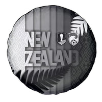 New Zealand Football Spare Tire Cover Silver Fern Maori Pattern Monochrome