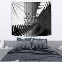 New Zealand Football Tapestry Silver Fern Maori Pattern Monochrome