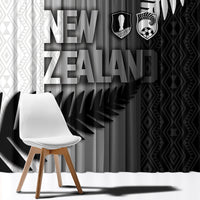 New Zealand Football Window Curtain Silver Fern Maori Pattern Monochrome