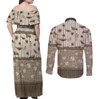 Hawaii Christmas In July Couples Matching Off Shoulder Maxi Dress and Long Sleeve Button Shirt Beige Mele Kalikimaka Sea Animals DT05 - Polynesian Pride