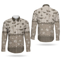 Hawaii Christmas In July Couples Matching Summer Maxi Dress and Long Sleeve Button Shirt Beige Mele Kalikimaka Sea Animals DT05 - Polynesian Pride
