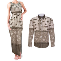 Hawaii Christmas In July Couples Matching Tank Maxi Dress and Long Sleeve Button Shirt Beige Mele Kalikimaka Sea Animals DT05 Beige - Polynesian Pride