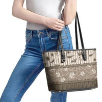 Hawaii Christmas In July Leather Tote Bag Beige Mele Kalikimaka Sea Animals