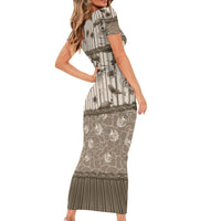Hawaii Christmas In July Short Sleeve Bodycon Dress Beige Mele Kalikimaka Sea Animals DT05 - Polynesian Pride
