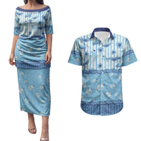 Hawaii Christmas In July Couples Matching Puletasi and Hawaiian Shirt Sky Blue Mele Kalikimaka Sea Animals DT05 Blue - Polynesian Pride