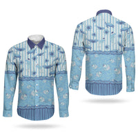 Hawaii Christmas In July Couples Matching Puletasi and Long Sleeve Button Shirt Sky Blue Mele Kalikimaka Sea Animals DT05 - Polynesian Pride
