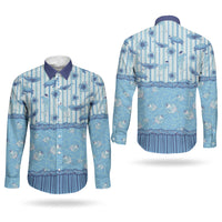 Hawaii Christmas In July Couples Matching Summer Maxi Dress and Long Sleeve Button Shirt Sky Blue Mele Kalikimaka Sea Animals DT05 - Polynesian Pride
