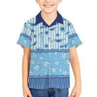 Hawaii Christmas In July Family Matching Summer Maxi Dress and Hawaiian Shirt Sky Blue Mele Kalikimaka Sea Animals DT05 Son's Shirt Blue - Polynesian Pride