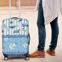 Hawaii Christmas In July Luggage Cover Sky Blue Mele Kalikimaka Sea Animals