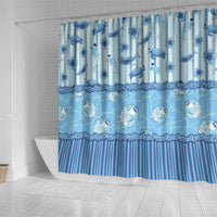 Hawaii Christmas In July Shower Curtain Sky Blue Mele Kalikimaka Sea Animals DT05 - Polynesian Pride