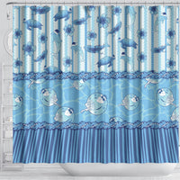 Hawaii Christmas In July Shower Curtain Sky Blue Mele Kalikimaka Sea Animals DT05 - Polynesian Pride