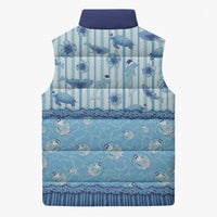 Hawaii Christmas In July Sleeveless Puffer Jacket Sky Blue Mele Kalikimaka Sea Animals DT05 - Polynesian Pride
