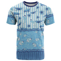 Hawaii Christmas In July T Shirt Sky Blue Mele Kalikimaka Sea Animals DT05 Blue - Polynesian Pride