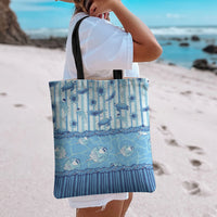 Hawaii Christmas In July Tote Bag Sky Blue Mele Kalikimaka Sea Animals DT05 - Polynesian Pride