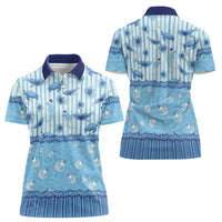 Hawaii Christmas In July Women Polo Shirt Sky Blue Mele Kalikimaka Sea Animals