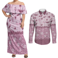 Hawaii Christmas In July Couples Matching Off Shoulder Maxi Dress and Long Sleeve Button Shirt Dusty Pink Mele Kalikimaka Sea Animals DT05 Pink - Polynesian Pride
