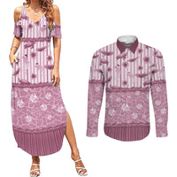 Hawaii Christmas In July Couples Matching Summer Maxi Dress and Long Sleeve Button Shirt Dusty Pink Mele Kalikimaka Sea Animals DT05 Pink - Polynesian Pride