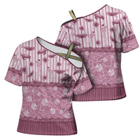 Hawaii Christmas In July Cross Shoulder Shirt Dusty Pink Mele Kalikimaka Sea Animals