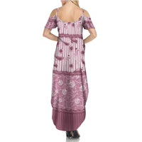 Hawaii Christmas In July Family Matching Summer Maxi Dress and Hawaiian Shirt Dusty Pink Mele Kalikimaka Sea Animals DT05 - Polynesian Pride