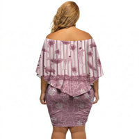 Hawaii Christmas In July Off Shoulder Short Dress Dusty Pink Mele Kalikimaka Sea Animals DT05 - Polynesian Pride