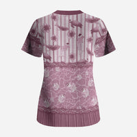 Hawaii Christmas In July Scrub Top Dusty Pink Mele Kalikimaka Sea Animals